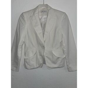 Marks & Spencer PETITE Cotton Rich Blazer 8 Petite Navy One-Button Stretch Lined